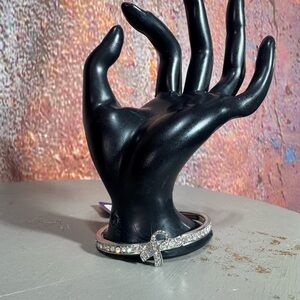 Elegant BCA Silver Crystal Bracelet with Bow Accent